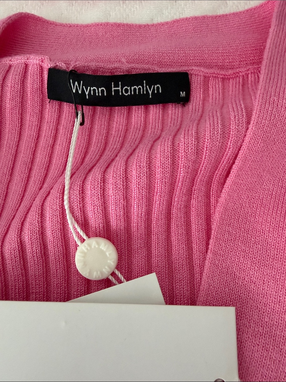 Pink Ribbed Button-Front Women’s Sweater - Picture 2 of 5
